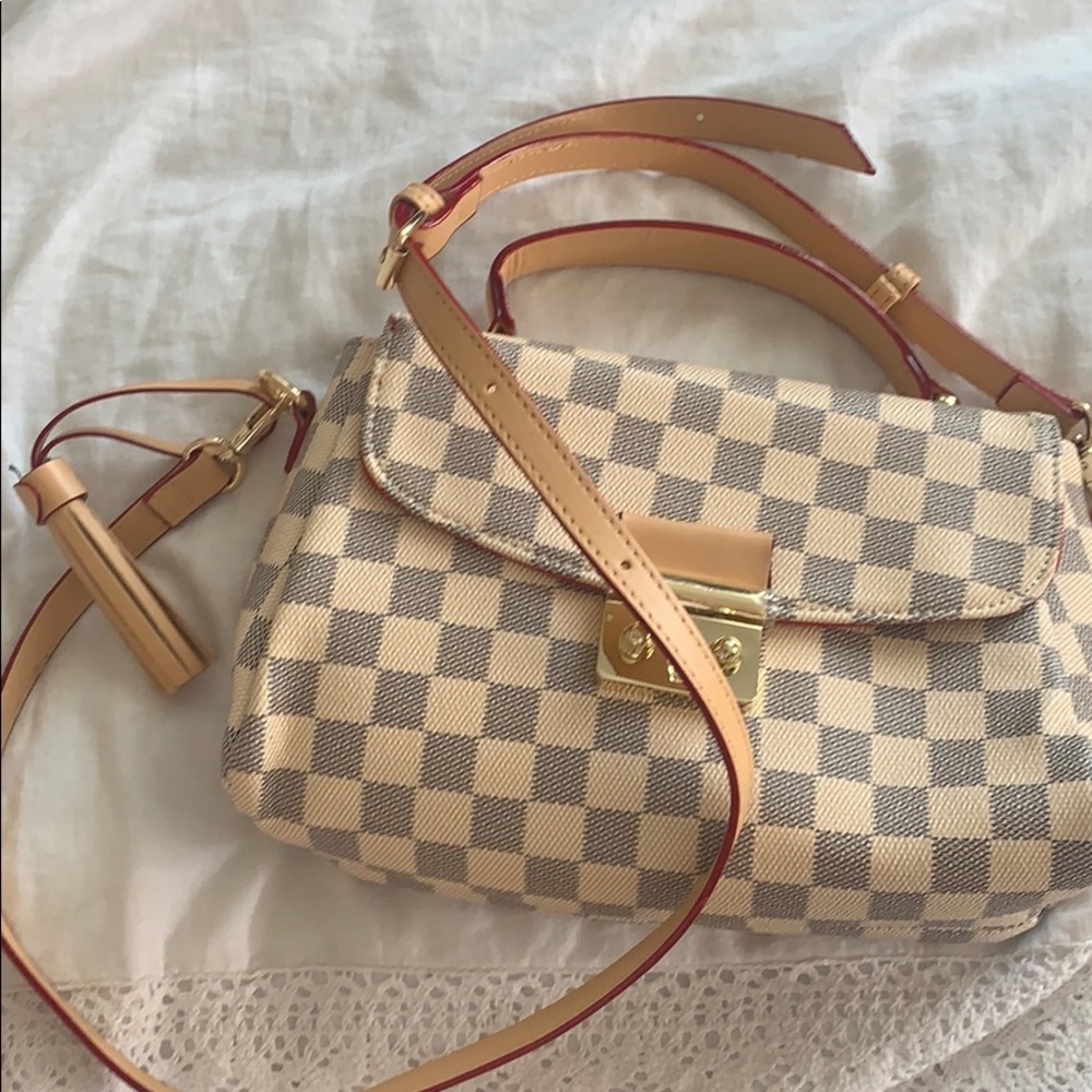 White Checkered Crossbody